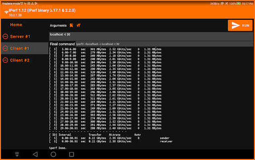 iperf for TV - iperf3 measure screenshot