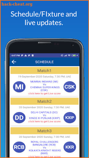 IPL 2020 - UAE (Live score,Schedule) screenshot