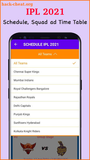 IPL 2021 - Schedule, Squad ad Time Table screenshot