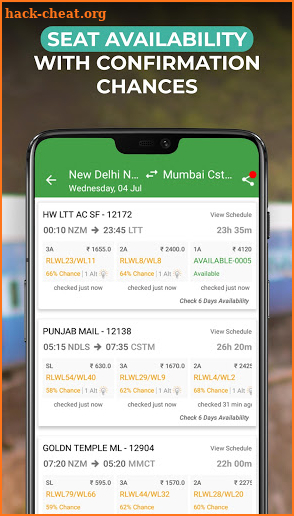 IRCTC train Booking - ConfirmTkt (Confirm Ticket) screenshot