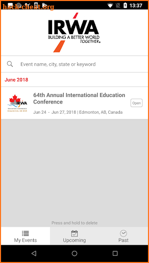 IRWA Events screenshot