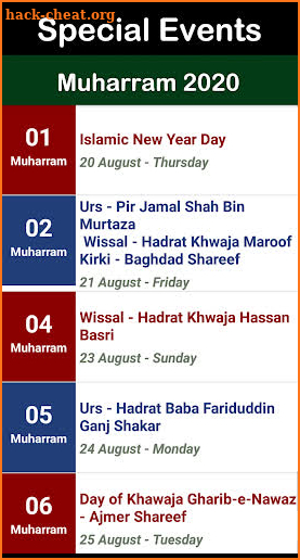 Islamic Hijri Calendar 2020 screenshot