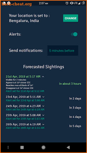 ISS Flyby Alert screenshot