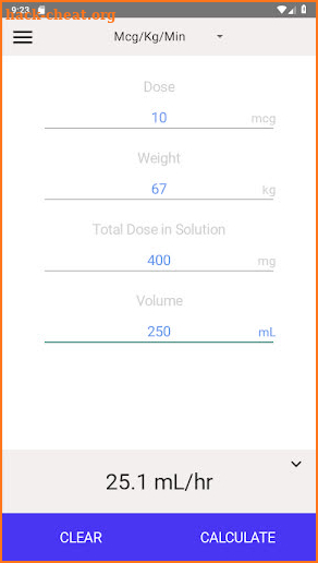 IV Infusion Calculator screenshot