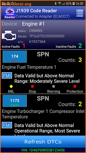 J1939 OBD Code Reader screenshot