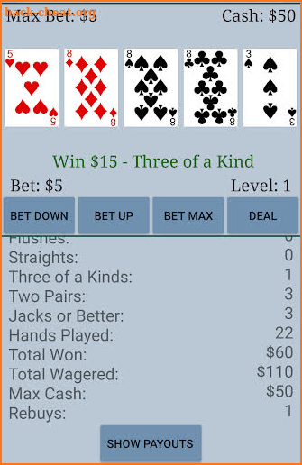 Jacks or Better - Big Slick Poker screenshot