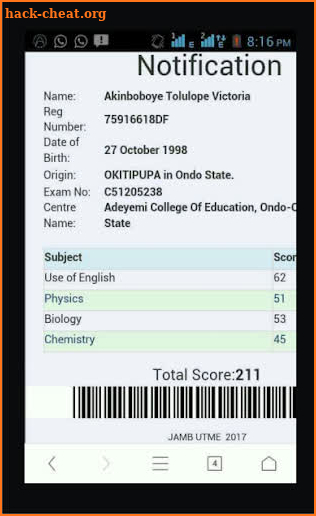 Jamb Result Checker screenshot