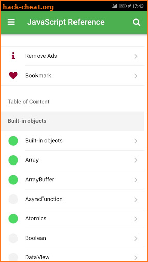 JavaScript Reference screenshot