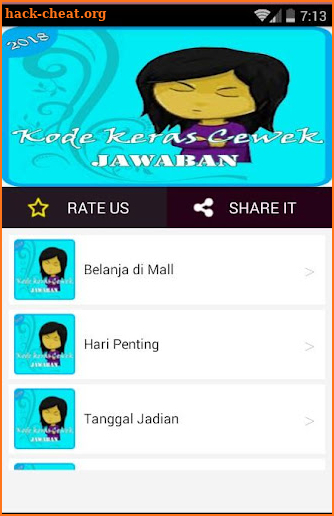Jawaban Kode Keras Cewek Terbaru screenshot