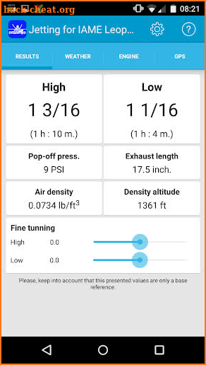 Jetting for IAME X30 & Leopard screenshot