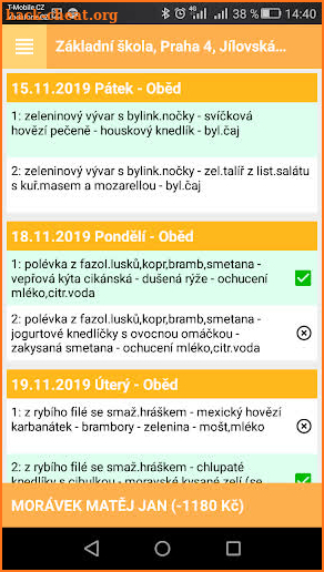 Jídelna.cz screenshot