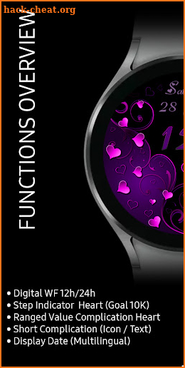 JK_14 Hearts WatchFace 3D screenshot