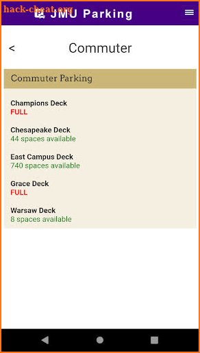 JMU Parking screenshot