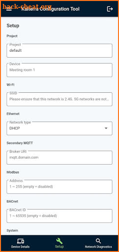 Kaiterra Enterprise Configuration screenshot