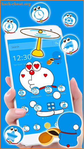 Kawaii Blue Cute Cat Cartoon Wallpaper Theme screenshot