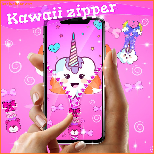 Kawaii zipper lock screen screenshot