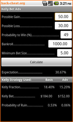 Kelly Bet Adv screenshot