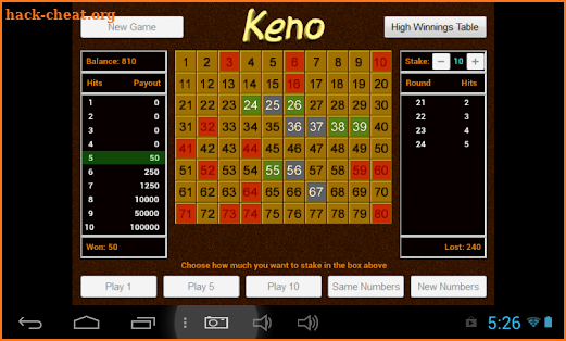 Keno screenshot