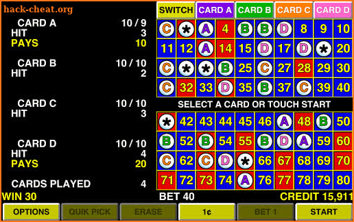 Keno 4 Multi Card Vegas Casino screenshot