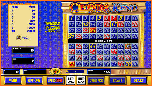 Keno Games with Cleopatra Keno screenshot