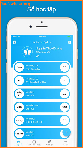 Kết quả học tập - sổ tay học sinh screenshot