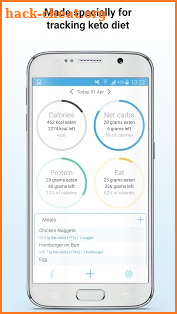 Keto diet tracker screenshot