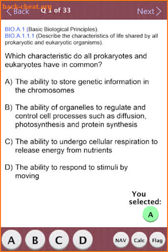 Keystone Bio Practice Test II screenshot