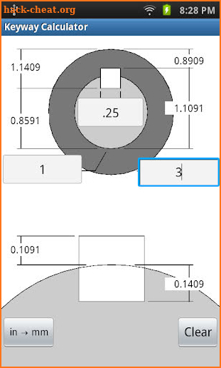 Keyway Calculator screenshot