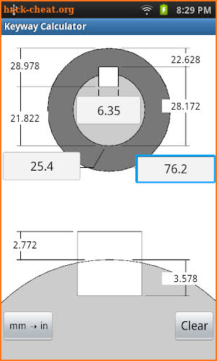 Keyway Calculator screenshot