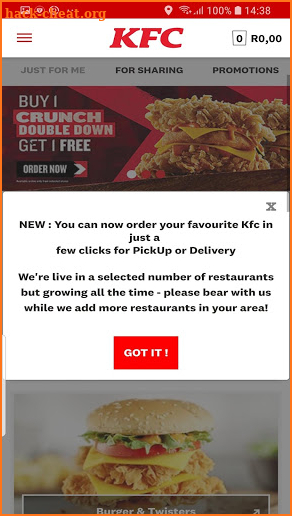 KFC South Africa screenshot