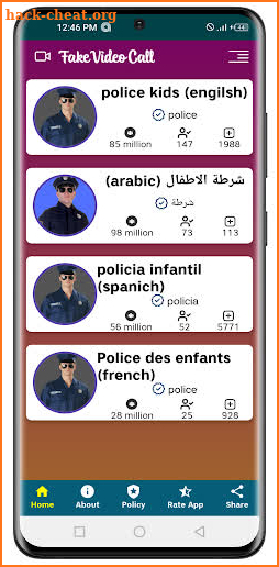 kids police - fake call app screenshot