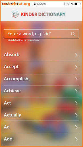 Kinder Dictionary screenshot