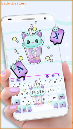 Kitty Bubble Tea Keyboard Background screenshot