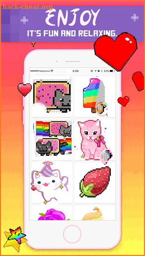 Kittypix coloring by pixels - draw sandbow art cat screenshot