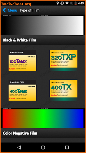 KODAK PROFESSIONAL Film App screenshot