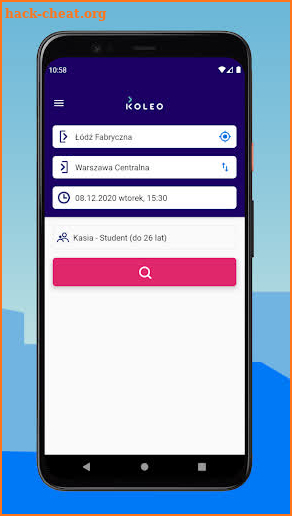 KOLEO - PKP (Polish Railways) timetable screenshot