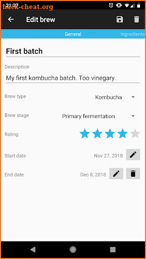 Kombucha, Jun and Kefir tracker screenshot