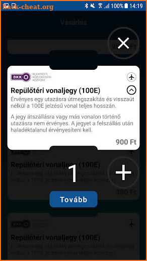 Közlekedési mobiljegy screenshot