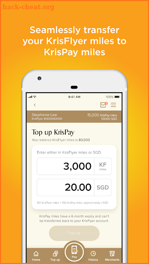 KrisPay SingaporeAir screenshot