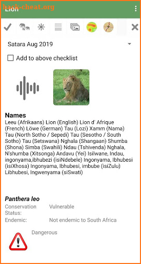 Kruger National Park FieldApp screenshot