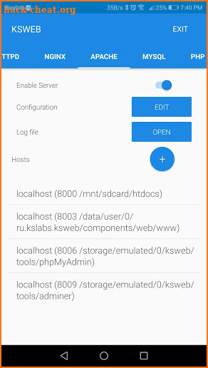 KSWEB: server + PHP + MySQL screenshot