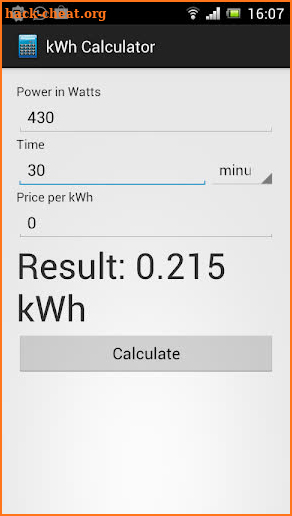 kWh Calculator screenshot