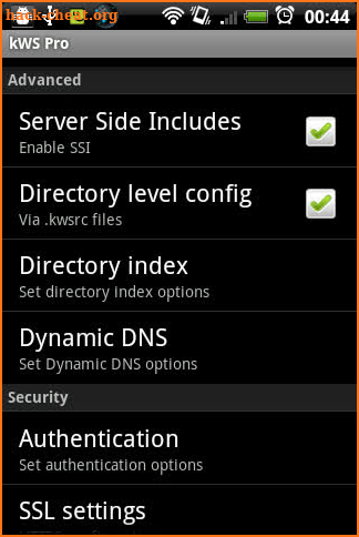 kWS Pro (Android Web Server) screenshot