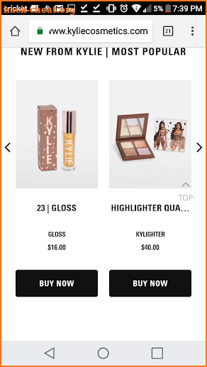 Kylie Cosmetics Official Site screenshot