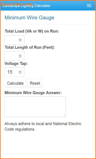 Landscape Lighting Calculator screenshot