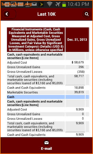 Last 10K: Company SEC Filings screenshot