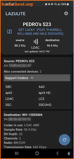 Lazulite - Bluetooth stats screenshot