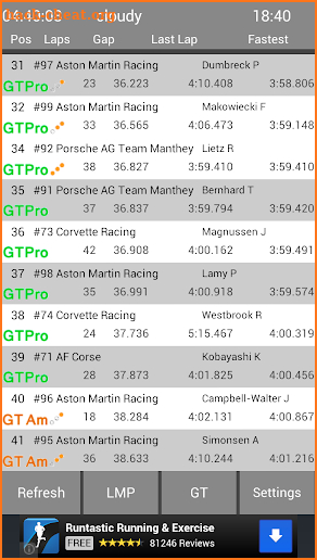 Le Mans & WEC Live Timing screenshot