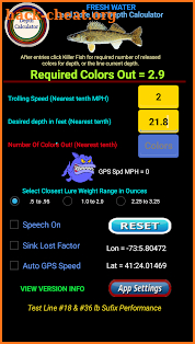 Lead Core Line Precision Trolling Depth Calculator screenshot