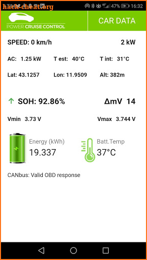 Leaf 62 kWh / 40 kWh - Power Cruise Control screenshot